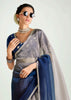 Midnight Blue Ombre Banarasi Tissue Saree