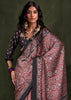 Black And Red Printed Satin Crepe Silk Saree