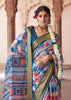 Victoria Blue Banarasi Digital Printed Silk Saree