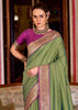 Dusky Green Banarasi Soft Silk Saree