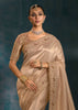Classy Beige Embroidered Designer Tissue Saree