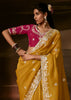 Haldi Yellow Embroidered Designer Organza Saree