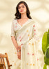 Off White Woven Linen Silk Saree