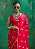 Bright Red Woven Banarasi Satin Silk Saree