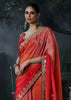 Rose Red Embroidered Designer Saree