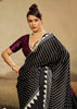 Black Printed Satin Silk Saree