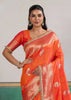 Peel Orange Woven Banarasi Satin Silk Saree