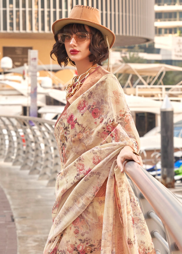 Ivory Woven Banarasi Tissue Silk Saree