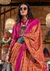 Orange And Pink Printed Patola Silk Saree