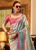 Peacock Blue Woven Tissue Silk Saree