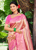 Carnation Pink Woven Kanjivaram Silk Saree