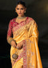 Mustard Yellow Embroidered Silk Saree