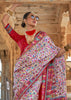 White Multicolor Printed Kashmiri Jamewar Saree