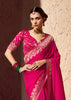 Rani Pink Woven Crepe Georgette Saree