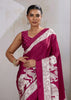 Beet Red Printed Satin Silk Saree