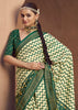 Green And Cream Printed Patola Silk Saree