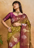Mehndi Green Woven Banarasi Silk Saree