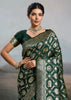 Bottle Green Woven Banarasi Silk Saree
