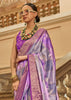 Sparkling Purple Printed Satin Silk Saree