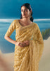 Pastel Yellow Satin Organza Embroidered Saree