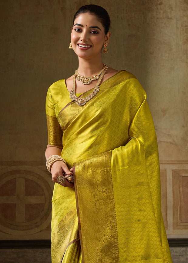 Apple Green Woven Kanjivaram Silk Saree