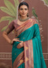 Sea Blue Woven Tussar Silk Saree