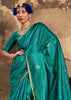 Turquoise Green Woven silk saree