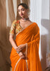 Peel Orange Designer Silk Saree