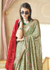 Mellow Green Printed Georgette Silk Saree