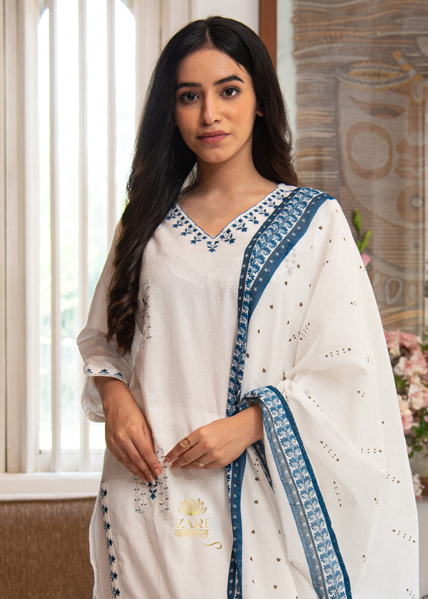Ivory Azure Sprig Silk Suit Set (10702701428929)
