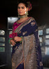 “Exclusive Offer” : Estate Blue Woven Embroidered Banarasi Silk Saree