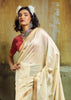 Off White Banarasi Tusser Silk Saree