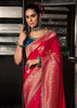 “Exclusive Offer” : Bridal Red Woven Embroidered Banarasi Silk Saree