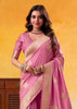 Lilac Pink Woven Tusser Silk Saree