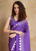Rich Purple Printed Satin Silk Saree