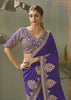 “Exclusive Offer” : Exquisite Purple Woven Embroidered Silk Saree