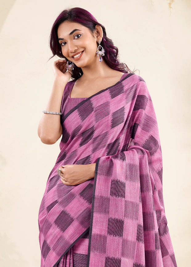 Iris Purple Woven Linen Silk Saree
