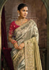 Shine Grey Embroidered Designer Tissue Saree