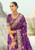 Purple Woven Banarasi Embroidered Soft SIlk Saree