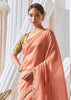 Peach Pink Designer Silk Saree