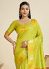 Lime Green Woven Bronze Zari Paithani Silk Saree