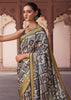 Drizzle Grey Banarasi Digital Printed Silk Saree