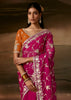 Berry Magenta Pink Embroidered Designer Organza Saree