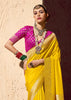 Vibrant Yellow Woven Crepe Georgette Saree