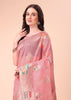 Pastel Pink Woven Linen Cotton Silk Saree