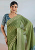 Dusky Green Woven Cotton Saree