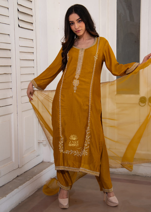 Sunshine Yellow Embroidered Suit Set (10702858420417)