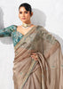 Taupe Grey Embroidered Designer Saree