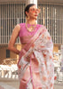 White And Pink Woven Banarasi Tissue Silk Saree