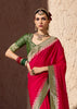 Red & Green Woven Crepe Georgette Saree